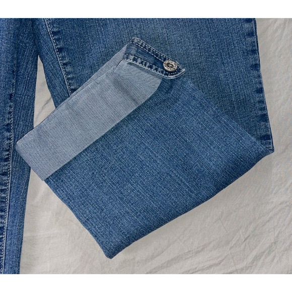 NYDJ Lift/Tuck 'Crop' Lightweight Cuffed Stretch Denim Jeans. Button Cuffs. 10. - Picture 3 of 6
